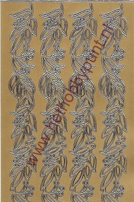 Stickervel - Grote Randen Bladmotief - GOUD