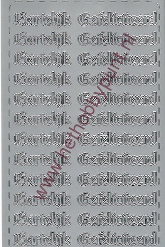 Stickervel - Hartelijk Gefeliciteerd - ZILVER - Pickup 293