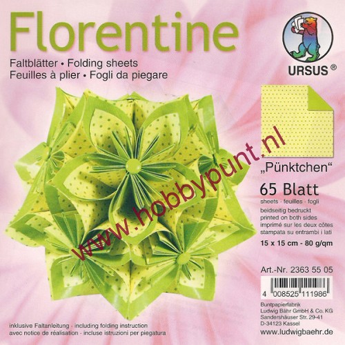 Origami / Vouwblaadjes - Florentine - P�nktchen / Dots - 15 x 15 cm - Ursus - 2363 55 05