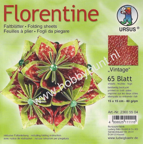 Origami / Vouwblaadjes - Florentine - Vintage - 15 x 15 cm - Ursus - 2360 55 04