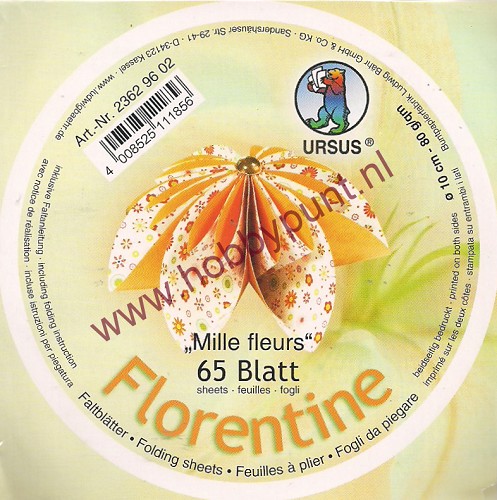 Origami / Vouwblaadjes - Florentine - Mille fleurs - � 10 cm - Ursus - 2362 96 02
