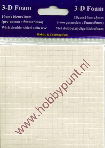 Foamblokjes - 5mm x 5mm x 3 mm dikte - Hobby & Crafting Fun - 11414-0001