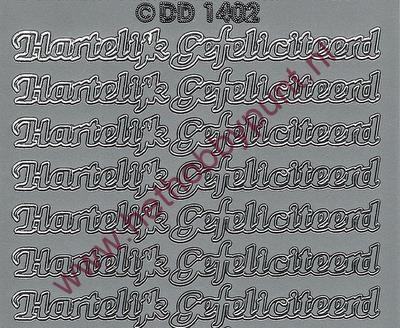 tekststicker Doodey Zilver - Hartelijk Gefeliciteerd - 1402